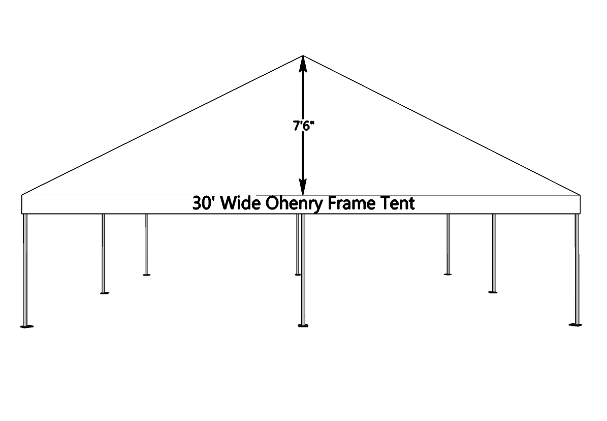 10x10 frame tent side view